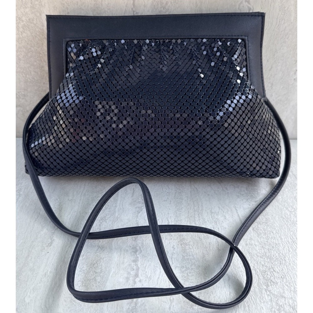 Vtg Whiting and Davis international Purse Clutch Navy Blue New #667